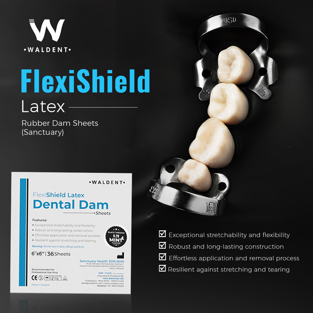 Waldent FlexiShield Rubber Dam Sheets Black (Sanctuary) - Medium (6" x 6")