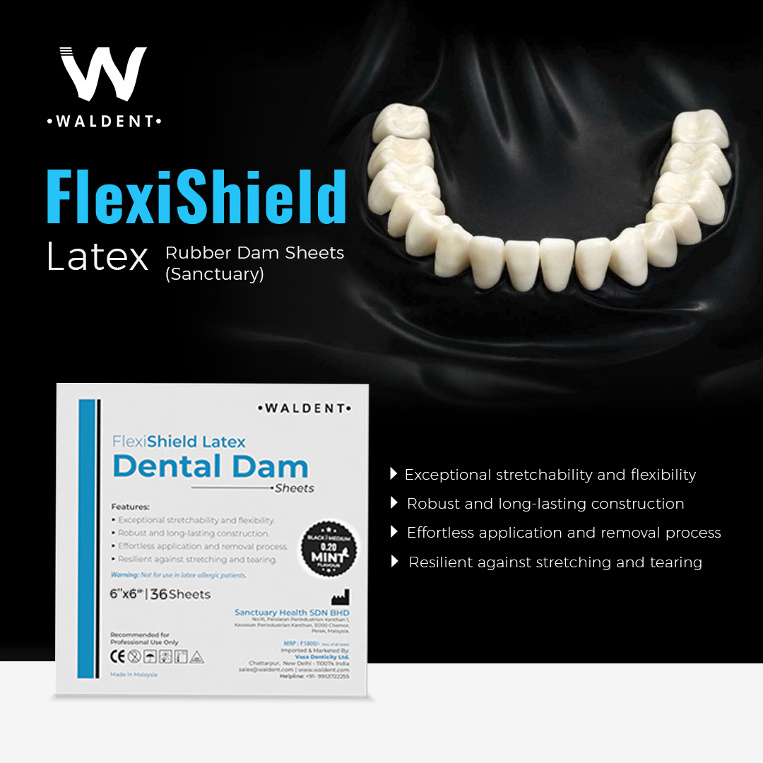 Waldent FlexiShield Rubber Dam Sheets Black (Sanctuary) - Medium (6" x 6")