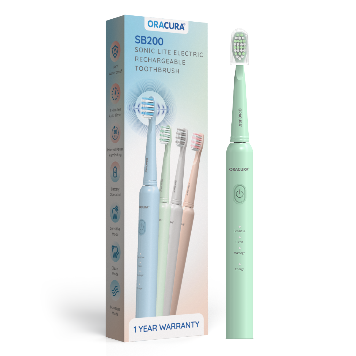 Oracura SB200 Sonic Lite Electric Rechargeable Toothbrush