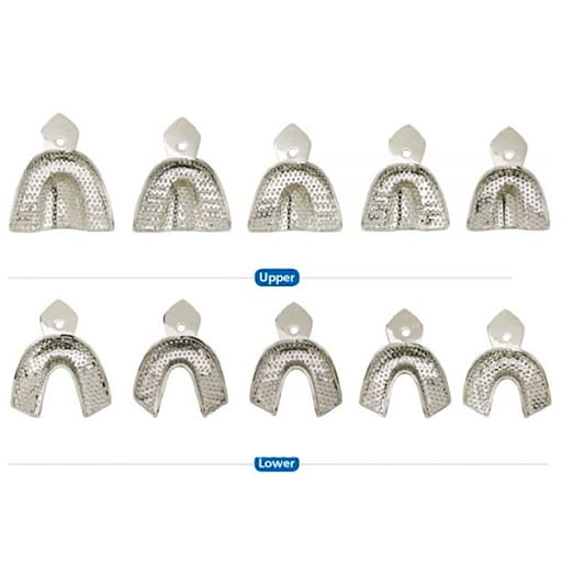 GII Impression Trays perforated stainless steel (Set of 10)