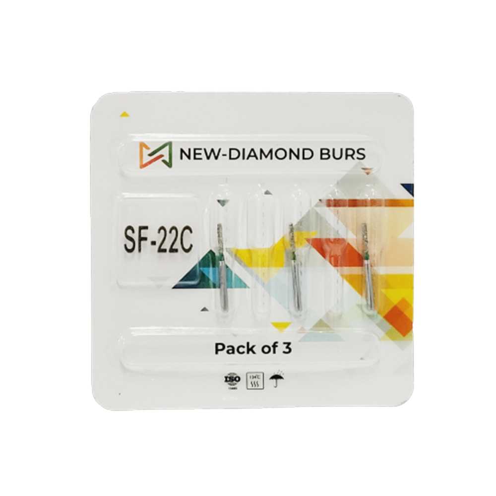 NewDiamond Straight Fissure FG Diamond Bur SF-22C (Pack of 3)
