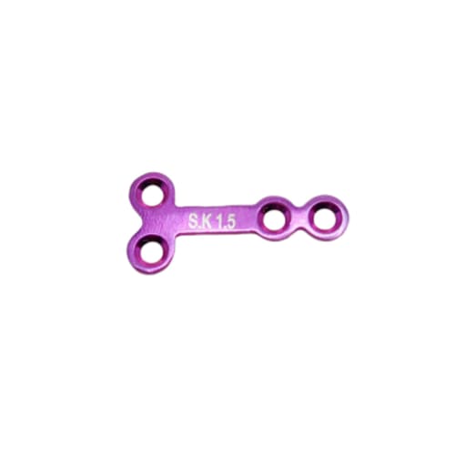 SK Surgicals Titanium Mini Bone Plates T Shape With Gap - 1.5mm (4 Holes) 105.440T (Pack of 2 )