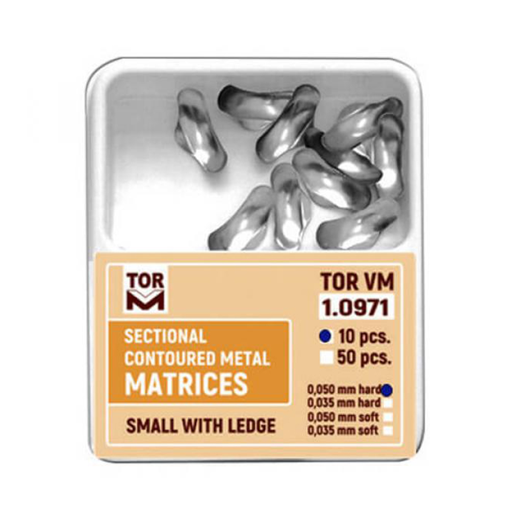 Tor VM Sectional Contoured Matrices Small with Ledge 0.050mm Hard (10pcs) No. 1.0971