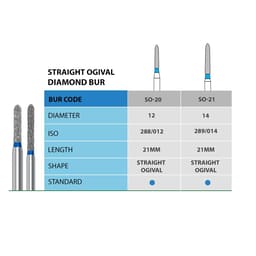 NewDiamond Straight Ogival Diamond Bur -SO (Pack of 3) - 6