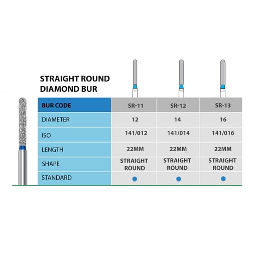 NewDiamond Straight Round Diamond Bur -SR (Pack Of 3)