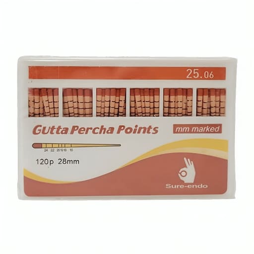 Sure Endo Gutta Percha Length Marked - 6% #25 (Pack of 120)