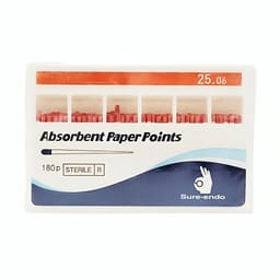 Sure Endo Paper Points Length Marked - 6% #25 (Pack of 180)