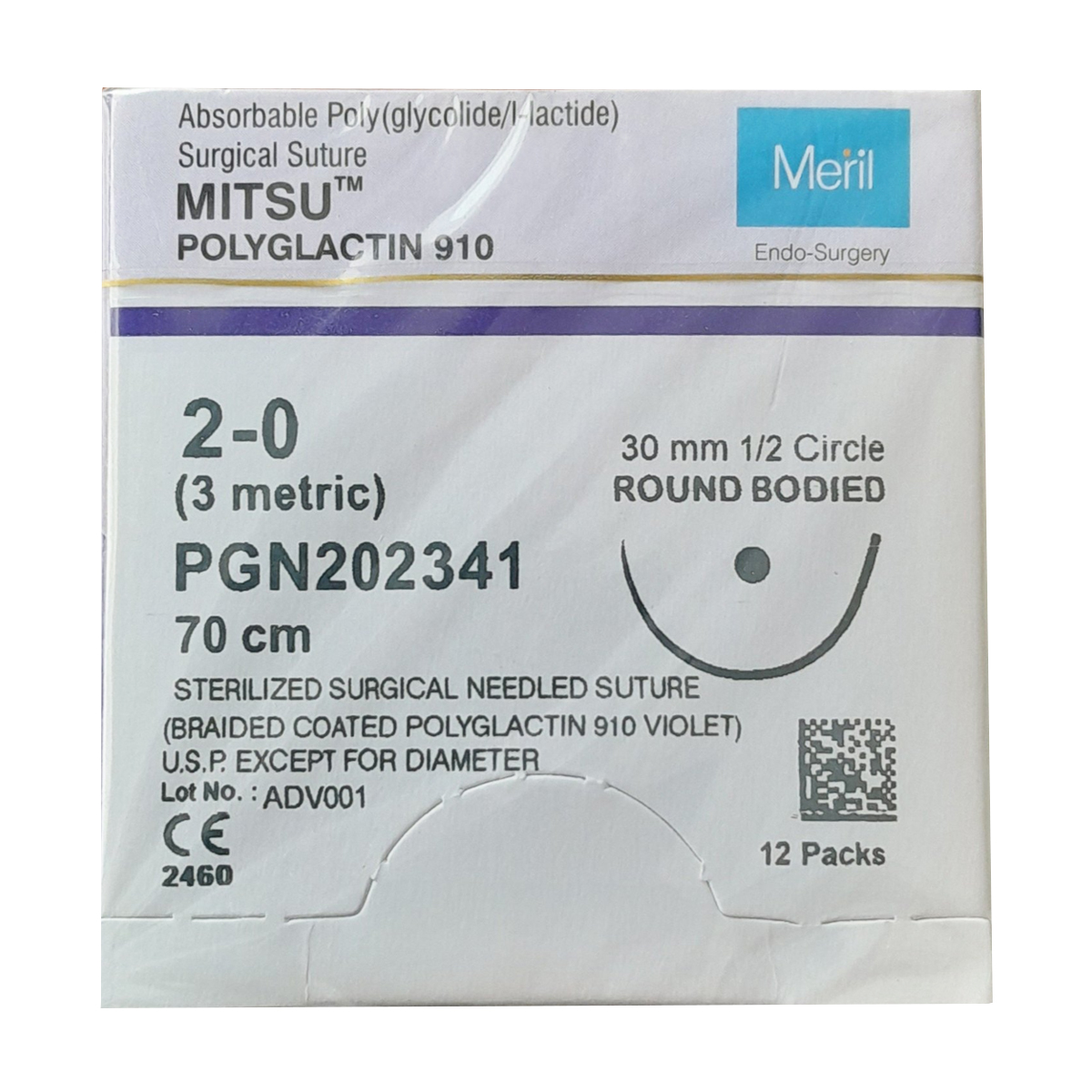 Meril Mitsu #2-0 Polyglactin 910 Suture