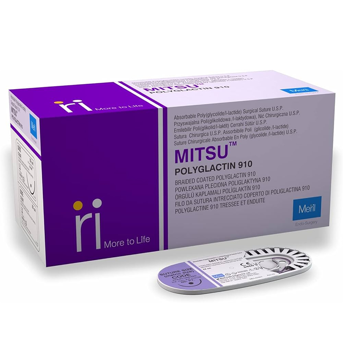 Meril Mitsu #2-0 Polyglactin 910 Suture (PGN20 2317) - Pack of 12