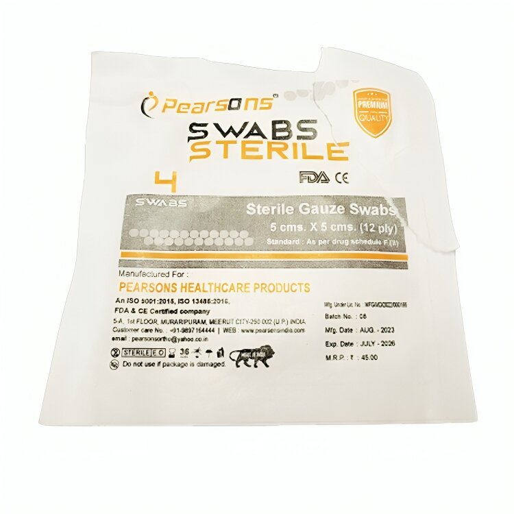 Pearsons Sterile Gauge Swabs 5cm x 5cm - 12Ply (Pack of 40)