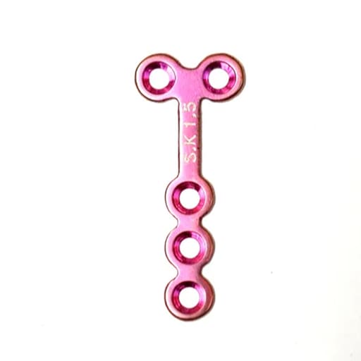 SK Surgicals Titanium Mini Bone Plates T Shape With Gap - 1.5mm (5 Holes) 105.540T