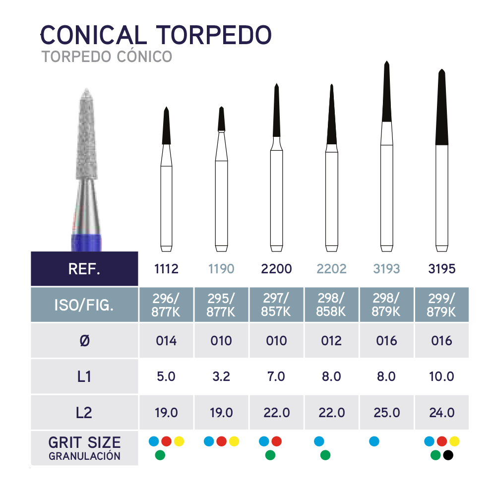 Microdont Conical Torpedo FG Diamond Burs - TC Series
