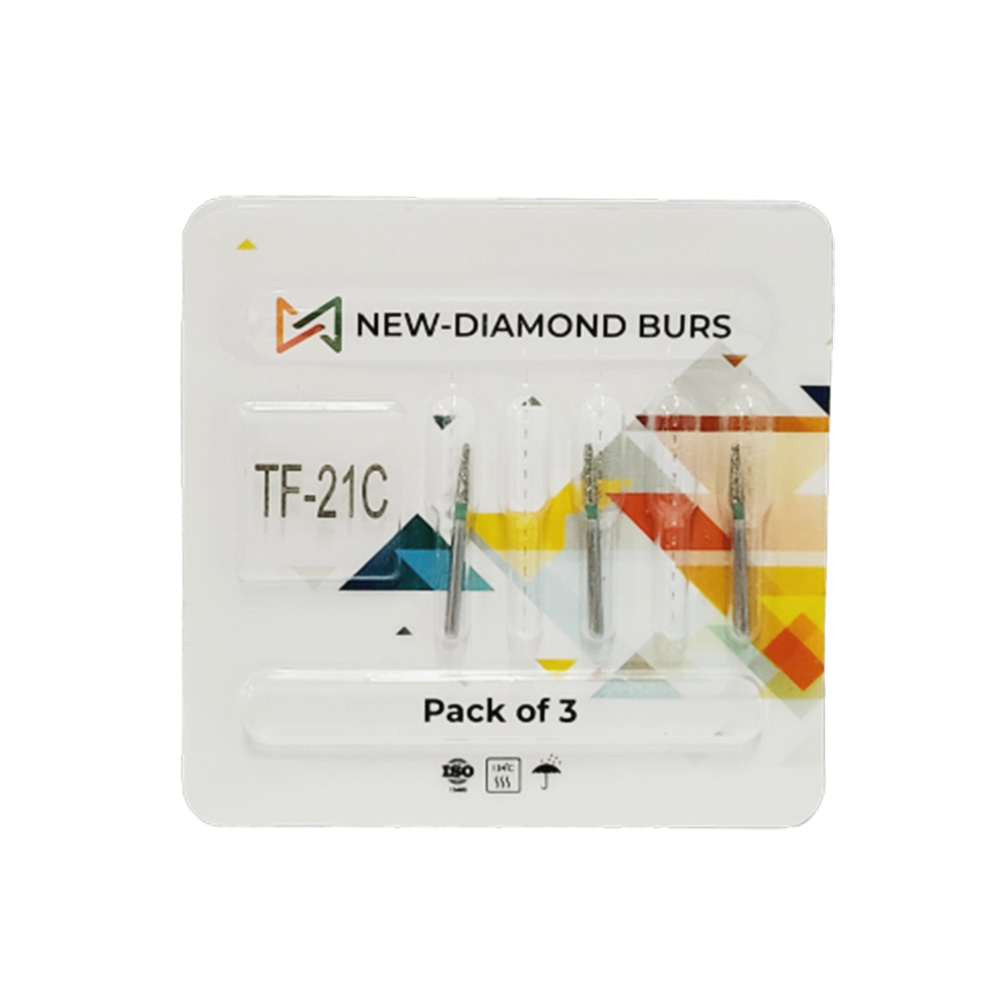 NewDiamond Taper Fissure FG Diamond Bur TF-21C ( Pack Of 3)