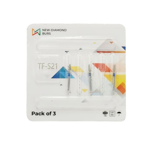 NewDiamond Taper Fissure FG Diamond Bur TF-S21 ( Pack Of 3)