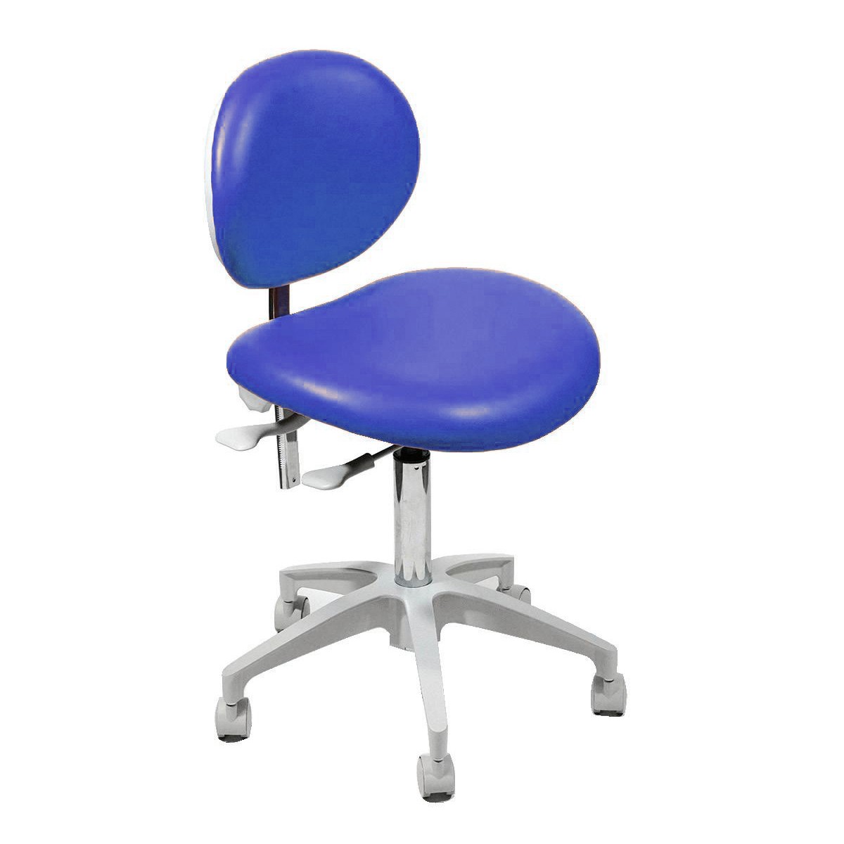 Sparedent Dental Stool With Backrest and Metal Base - Blue