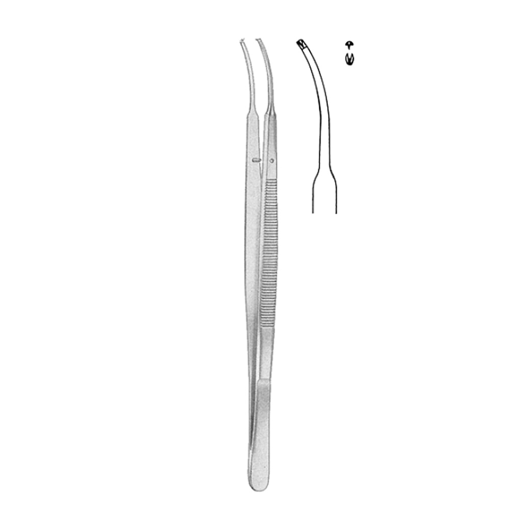 GDC Micro Tissue Forceps Gerald - Curved - 1x2 (18cm) (TPG4)