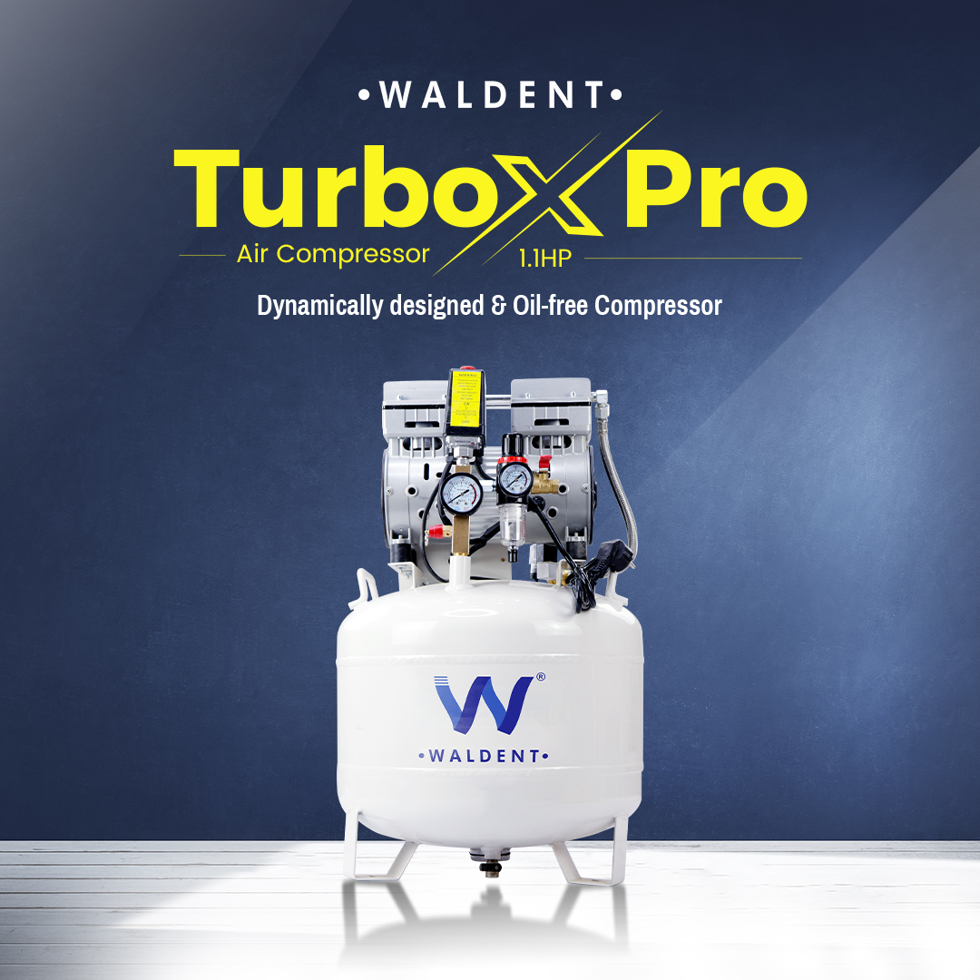 Waldent TurboX Pro Dental Air Compressor 1.1 HP- Round Tank (WAC-110-TP-RT) # Refurbished