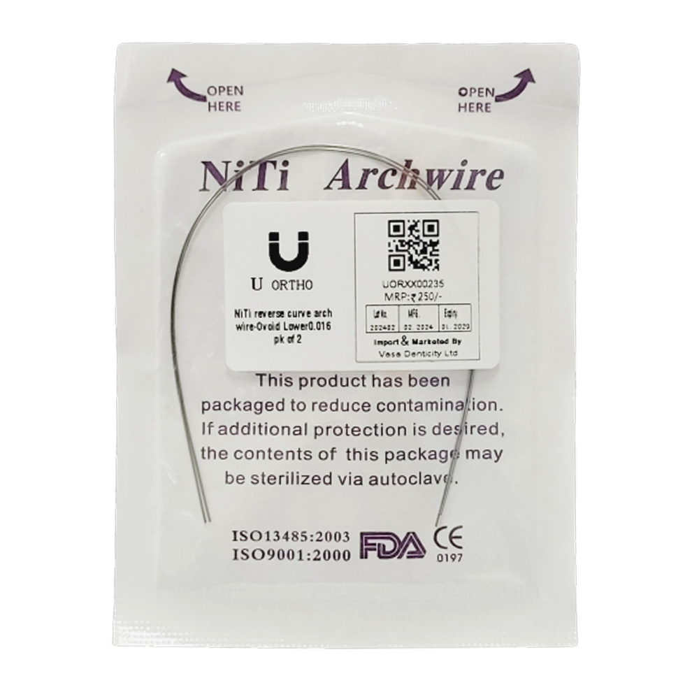 U Ortho Niti reverse curve arch wire-Ovoid Lower 0.016 Pk of 2