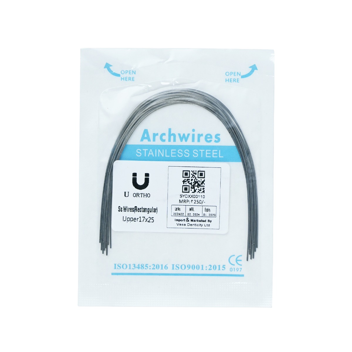 U Ortho Ss Wires (Rectangular) Upper 17 x 25