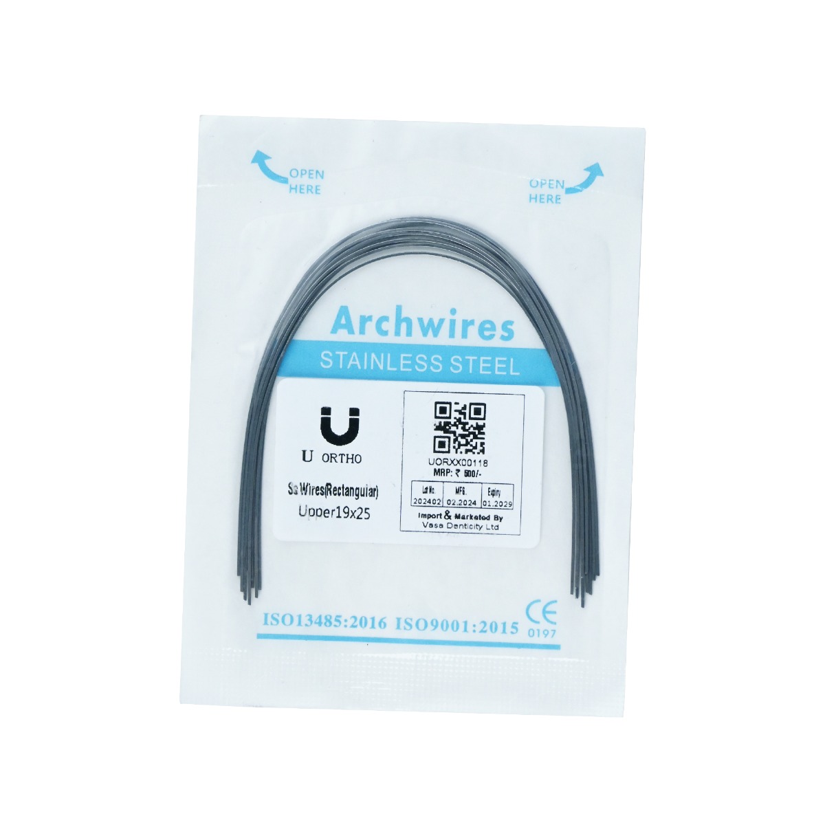 U Ortho Ss Wires (Rectangular) Upper 19 x 25