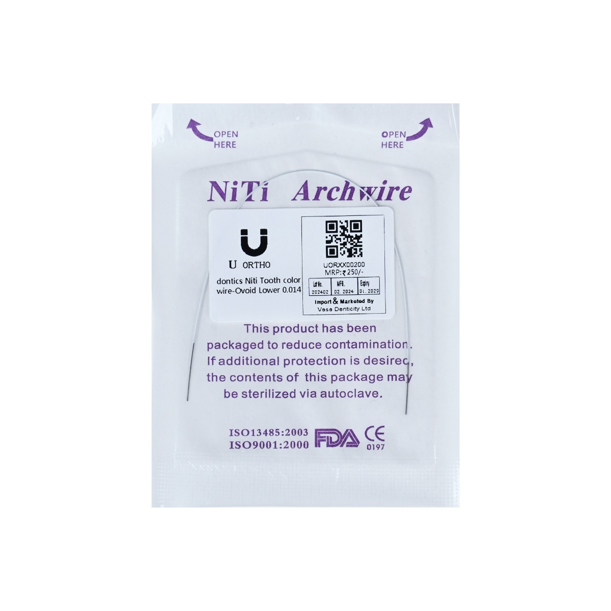 U orthodontics Niti Tooth color wire-Ovoid Lower 0.014 (Pack of 1)