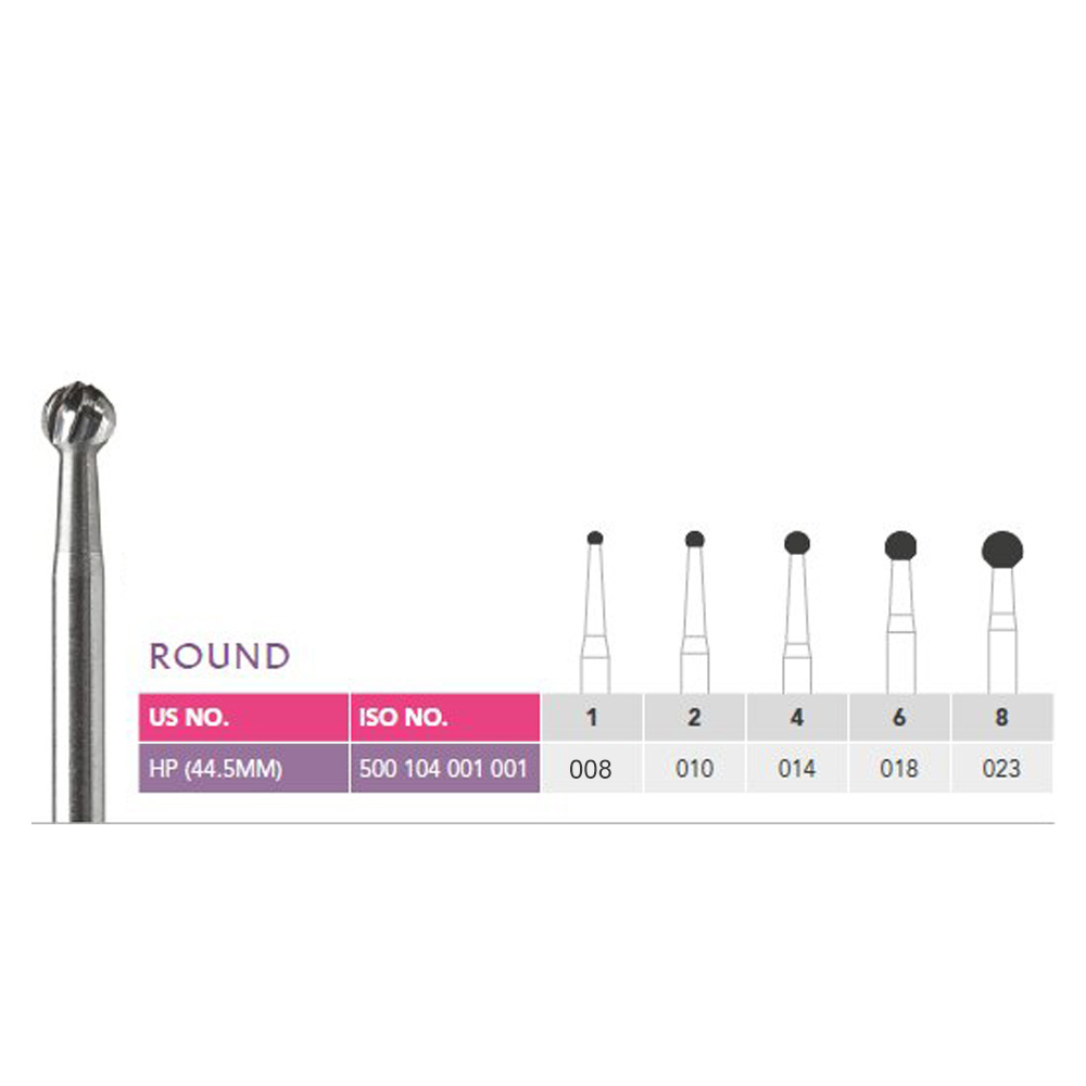 Prima Dental Round Straight Handpiece Carbide Bur (Set of 5)