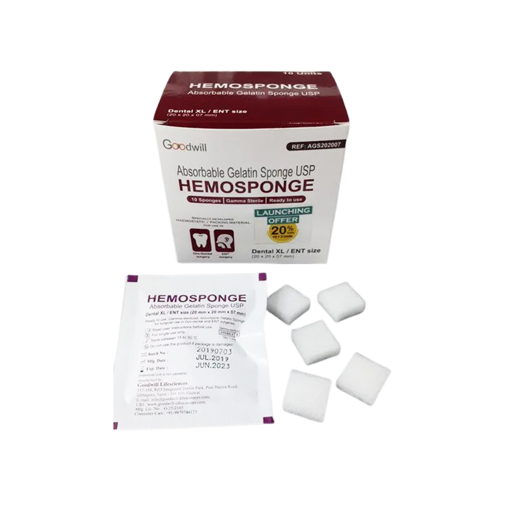 Goodwill Hemosponge 20x20x7mm Absorbable Gelatin Sponge