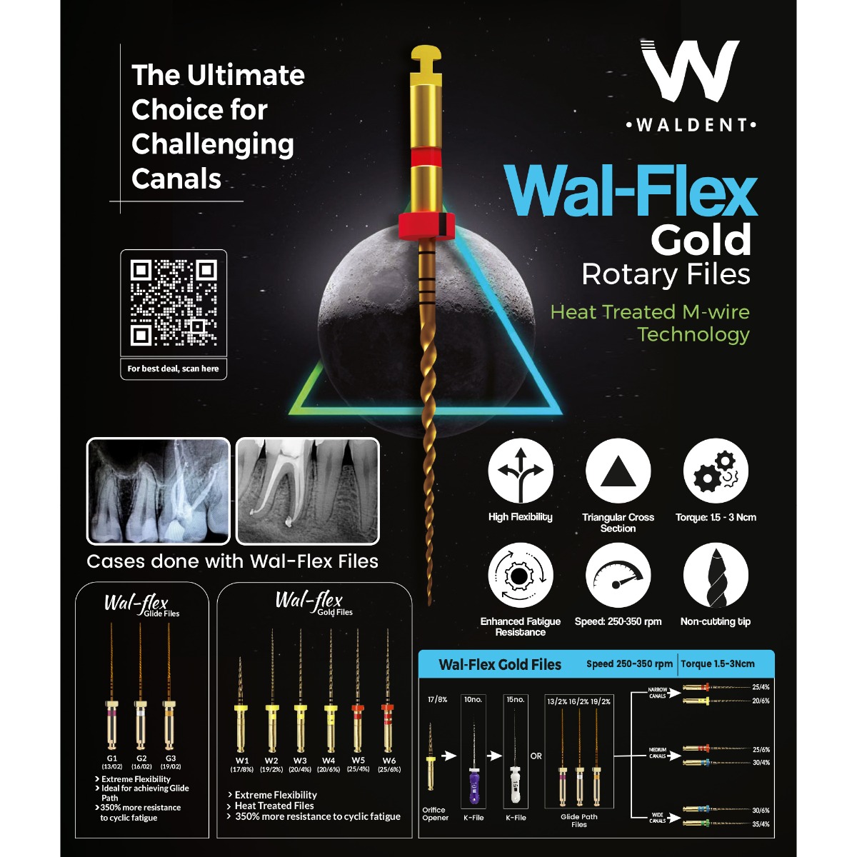 Waldent Wal-flex Gold Rotary Files - Assorted