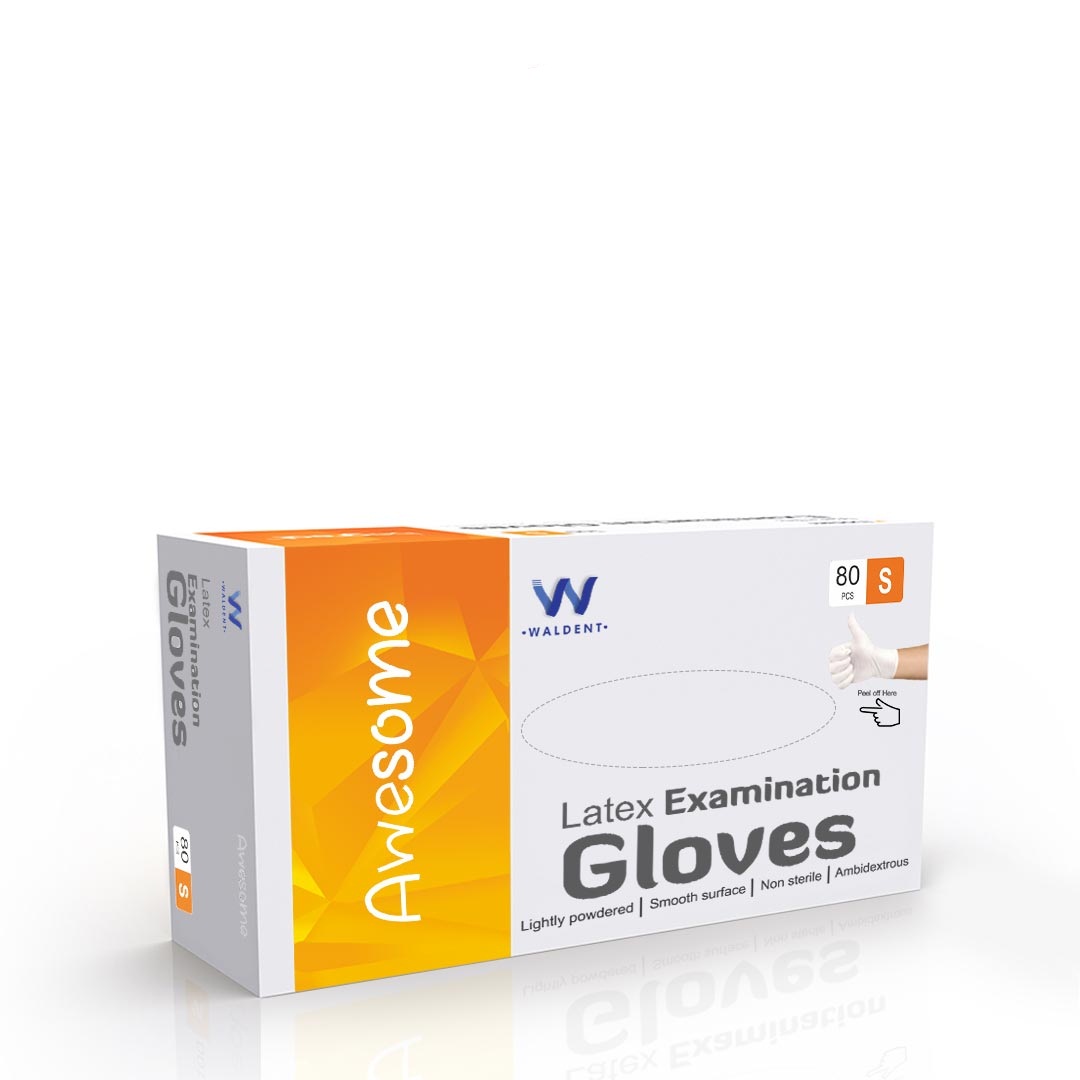 Waldent Latex Examination Gloves - Small (Pack of 80)
