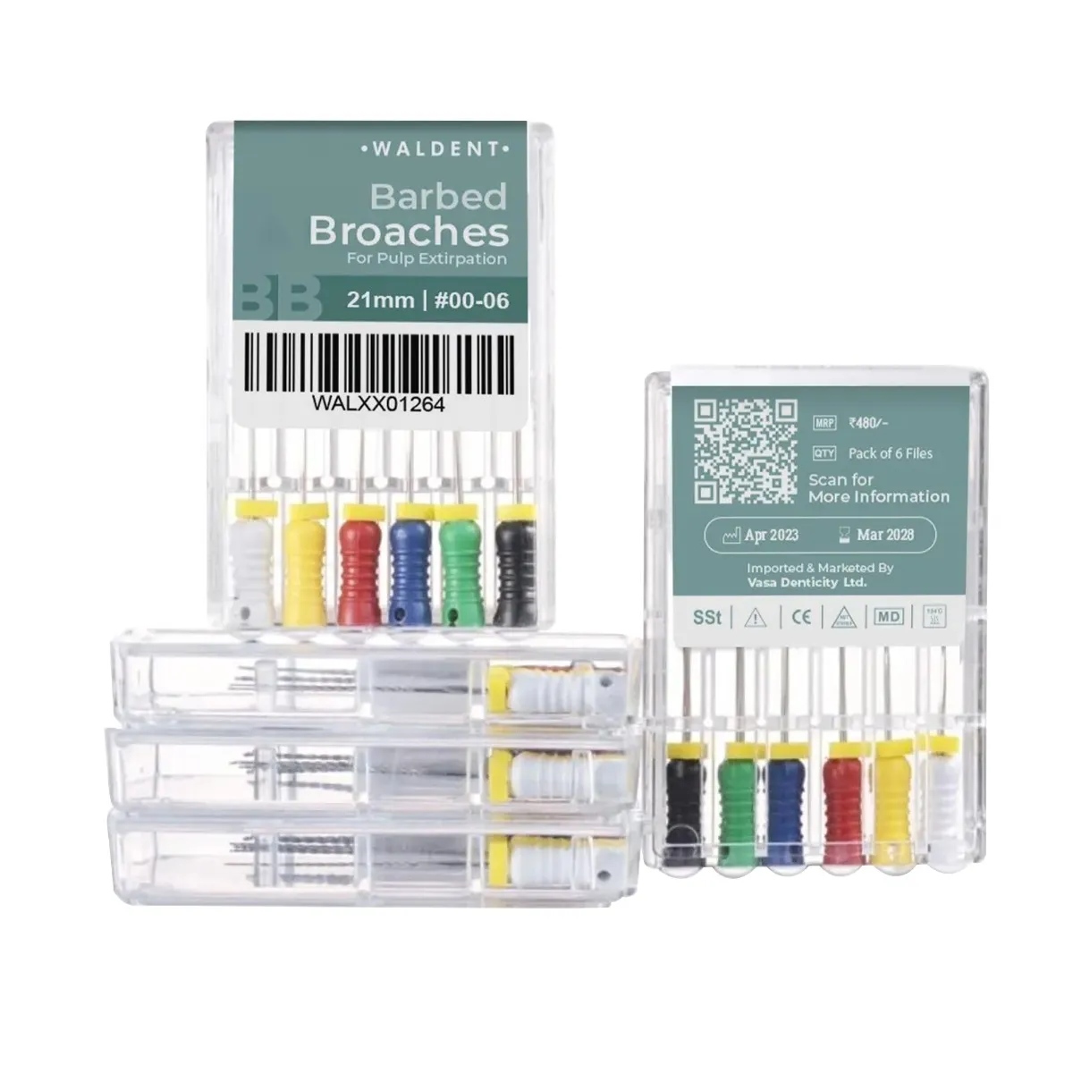 Waldent Barbed Broaches 21mm # 01-06 (Pack of 6)