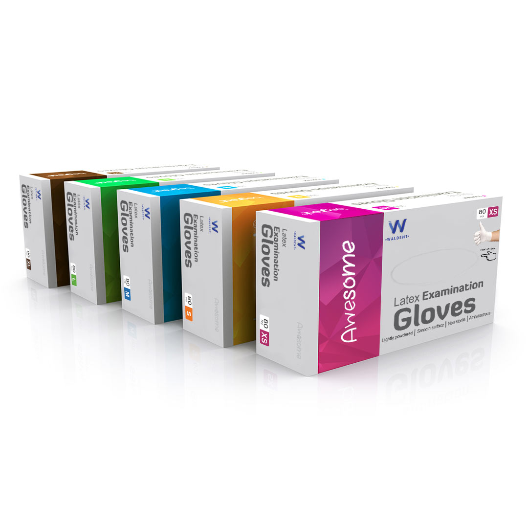 Waldent Latex Premium Examination Gloves (Pack of 80)