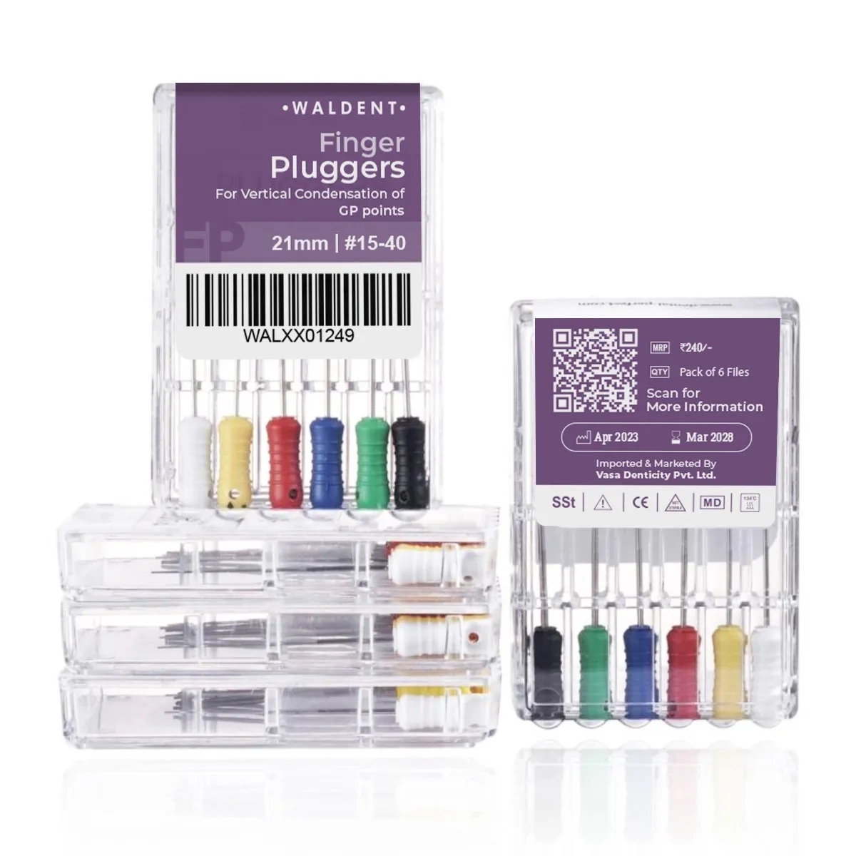 Waldent Finger Pluggers 21mm # 15-40 (Pack of 6)