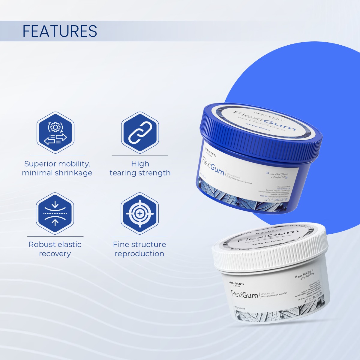 Waldent FlexiGum VPS A-Silicone Putty Impression Material    