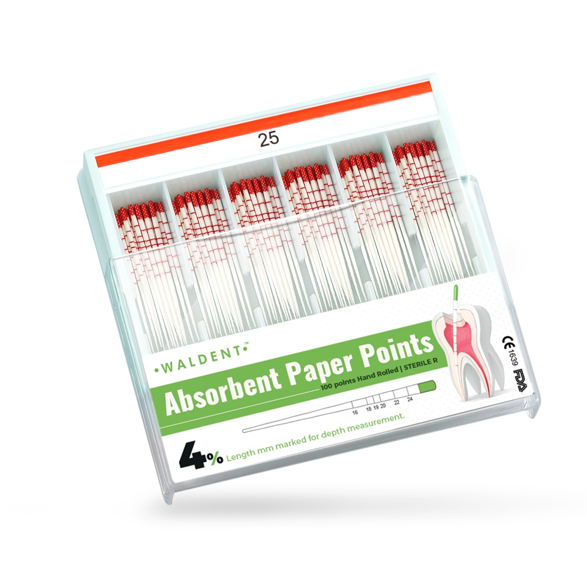 Waldent Paper Points 4% (Length Marked)