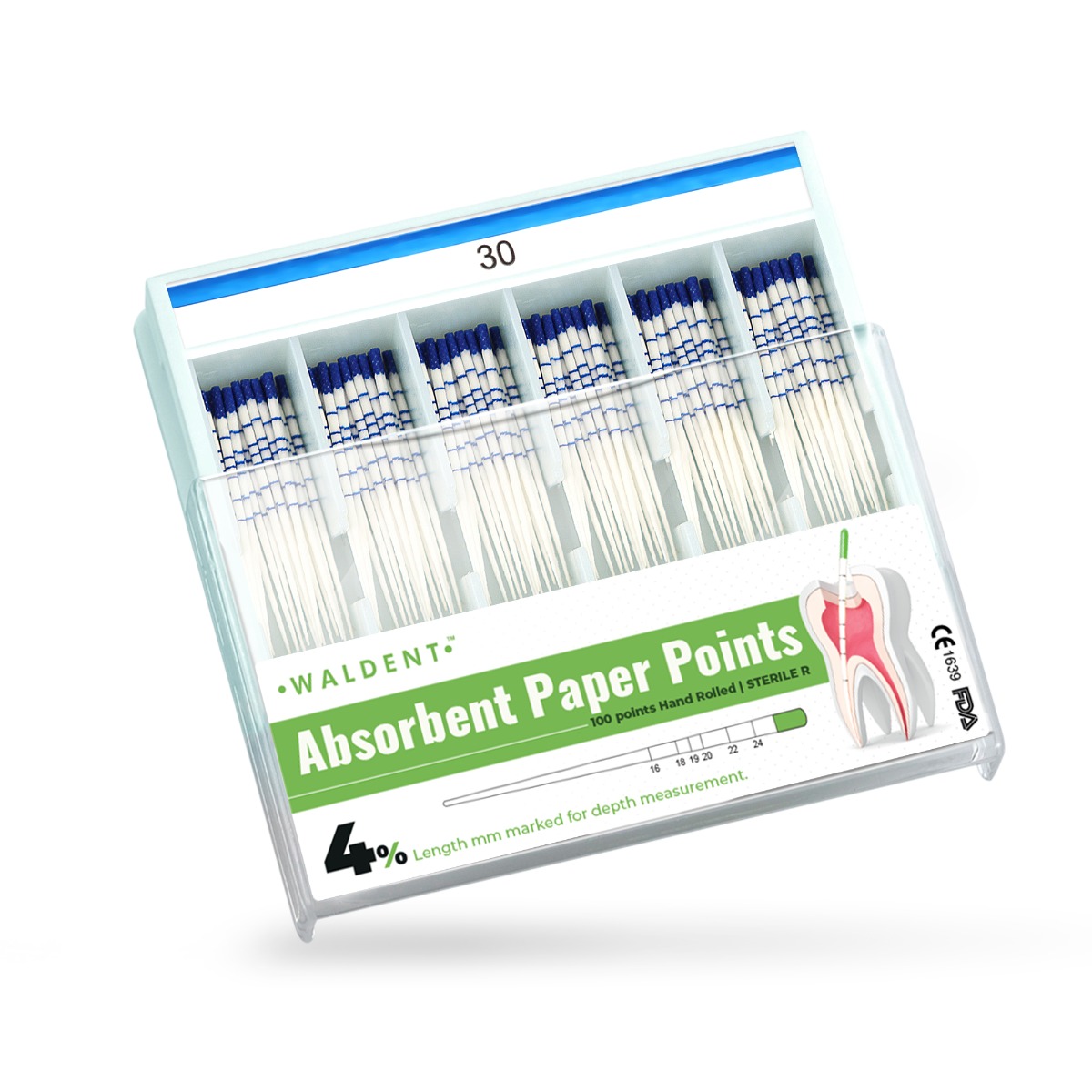 Waldent Paper Points 4% (Length Marked)