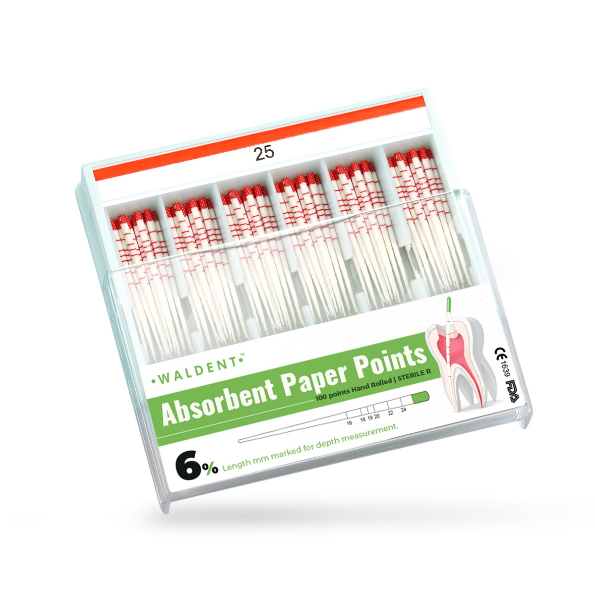 Waldent Paper Points 6% (Length Marked)