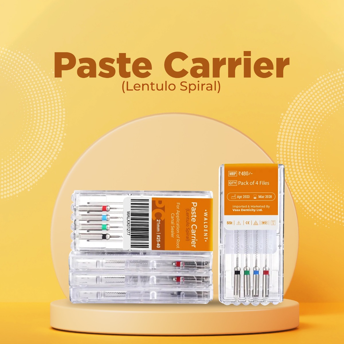 Waldent Paste Carrier (Lentulo Spiral) 21mm #25-40 (Pack of 4)