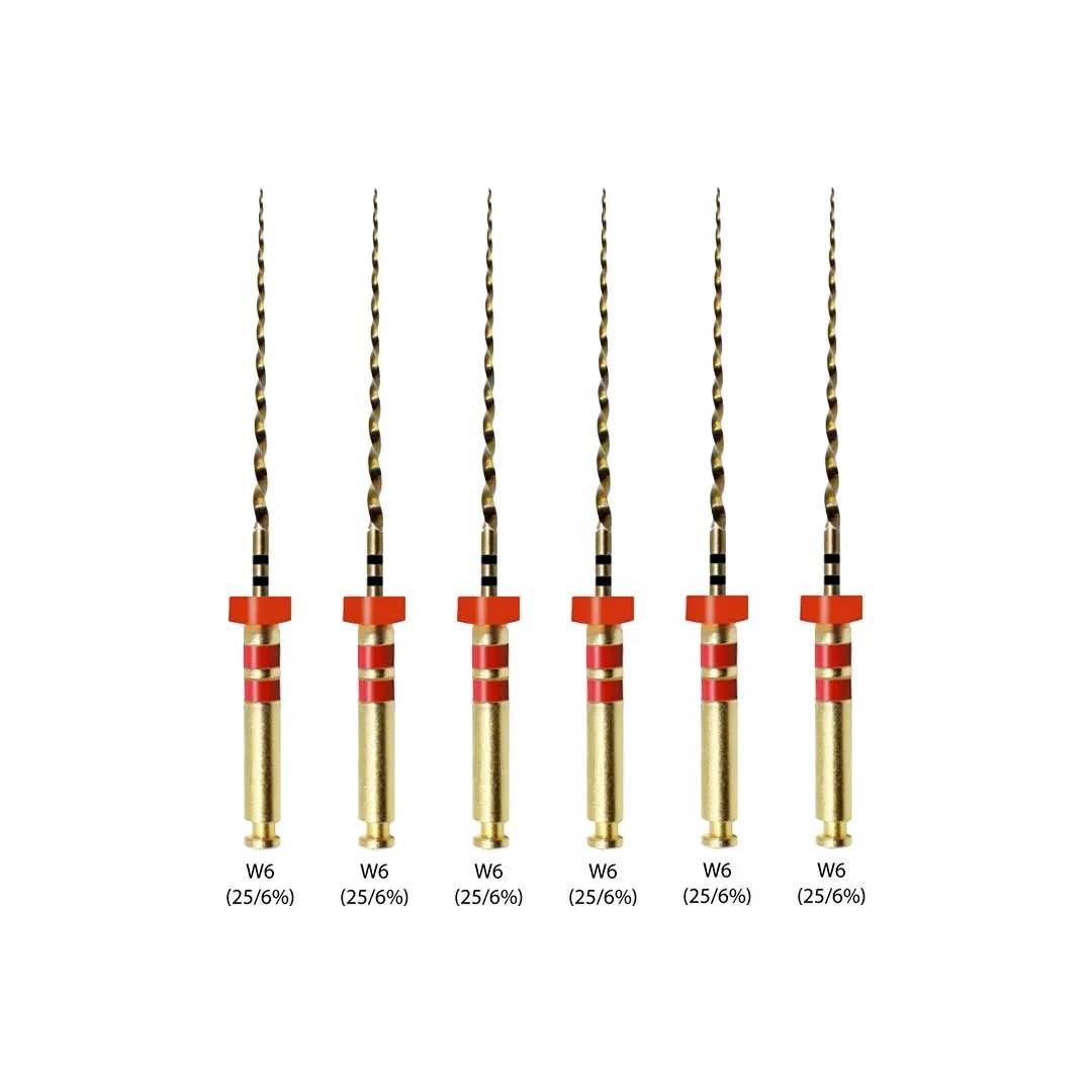 Waldent Wal-flex Gold Rotary Files 21mm Assorted (W1-W6) (Pack Of 6)