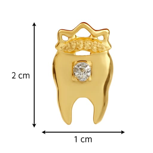 iDENTical Golden Crown With Diamond Tooth Shape Earrings - Pack Of 1 (ZYR-4073)