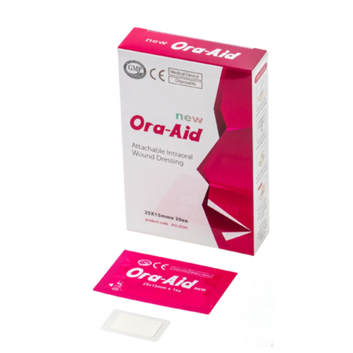 Ora-Aid Attachable Intra-oral Wound Dressing Red - 25x15mm (AG-202A)
