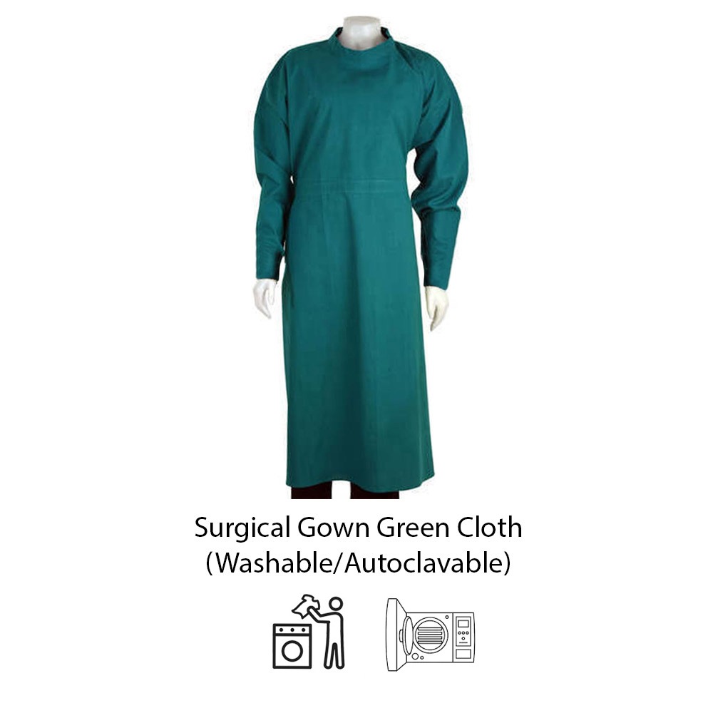 Surgical Gown Green Cloth (Washable/Autoclavable)