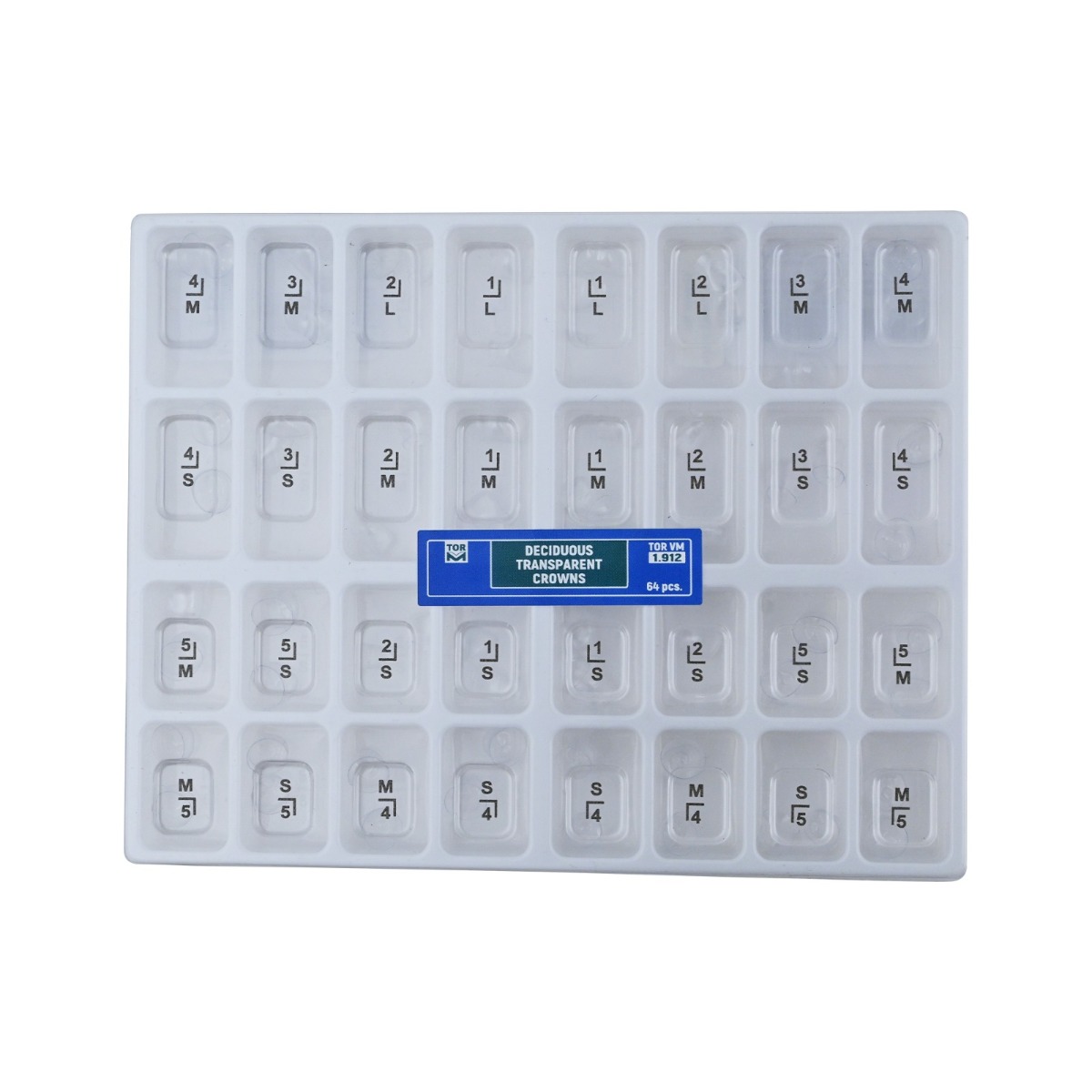 Tor VM Transparent Crowns 64 pcs- Deciduous No 1.912