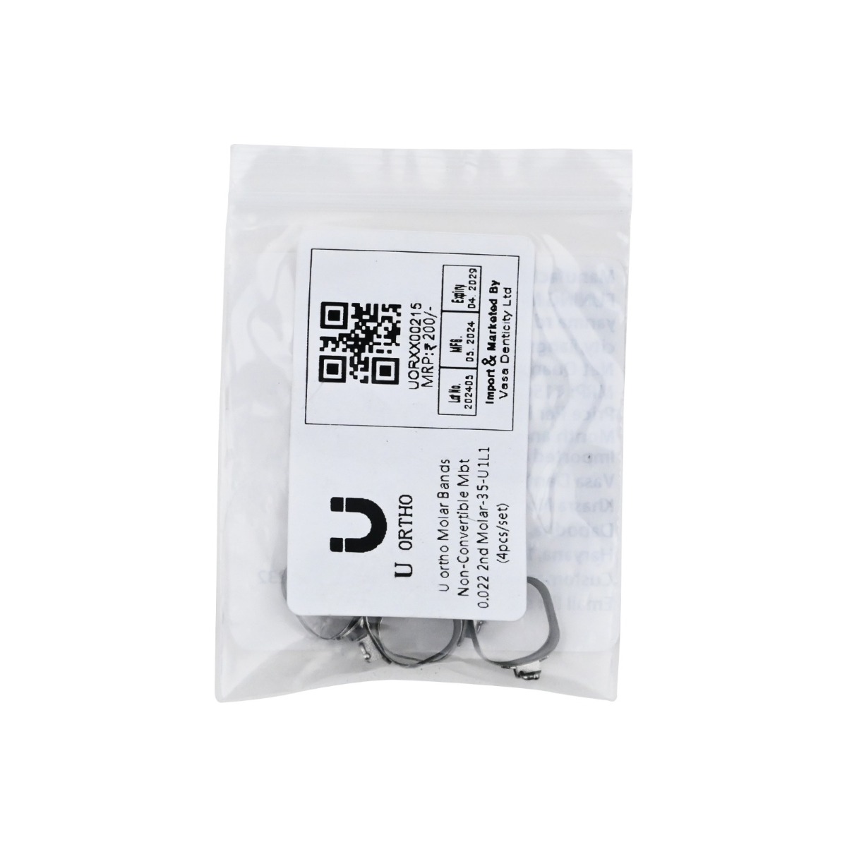 U Ortho Molar Bands Non-Convertible Mbt 0.022 2nd Molar (Pack of 4)