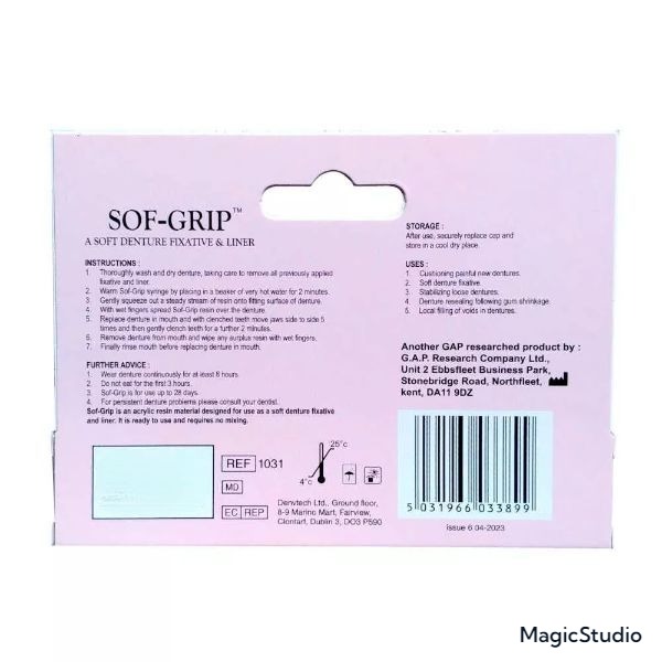 Dr Denti Sof-Grip Soft Denture Fixative & Liner 3g