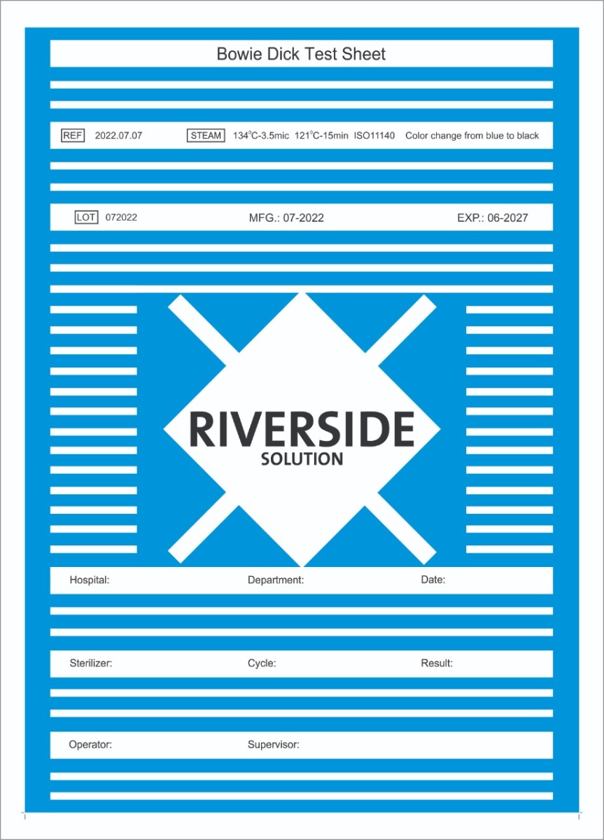 Riverside Bowie Dick Test Sheets (Pack of 100)