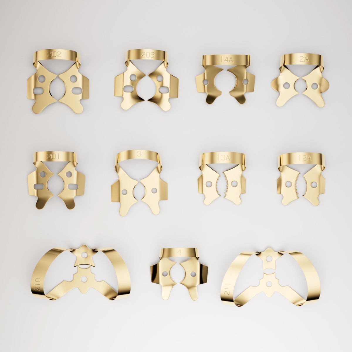 Waldent Rubber Dam Clamps Kit Titanium Gold (Set of 11) (K16/3)