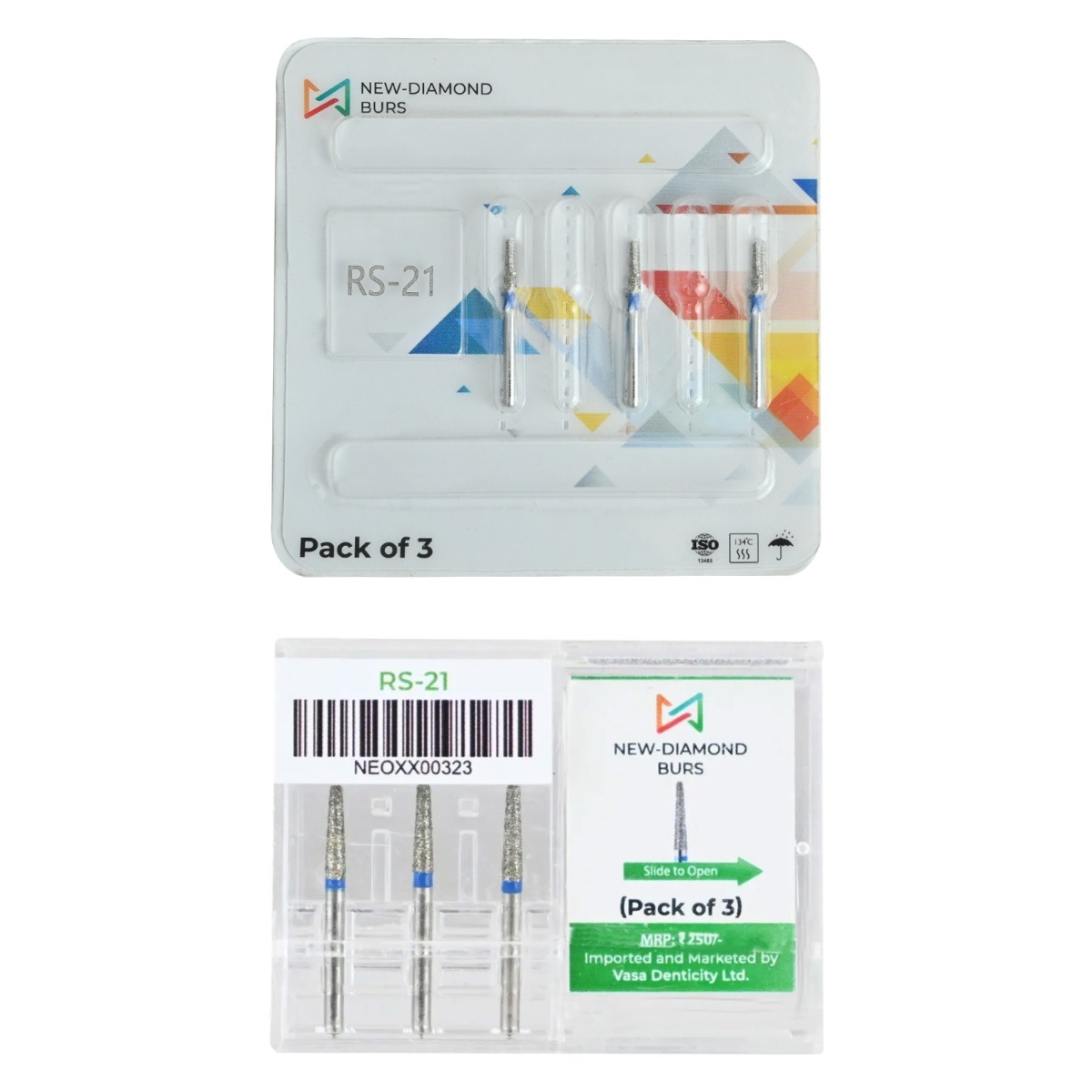 NewDiamond Rounded Shoulder Diamond Bur -RS (Pack Of 3)