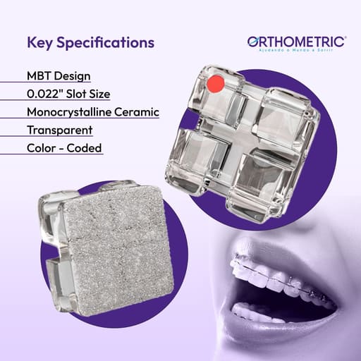 OrthoMetric Iceram-S Monocrystalline Ceramic Bracket MBT 022 - (10.91.2000)