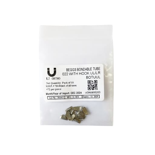 U Ortho Beggs Bondable Tube 022 With Hook 10/pk