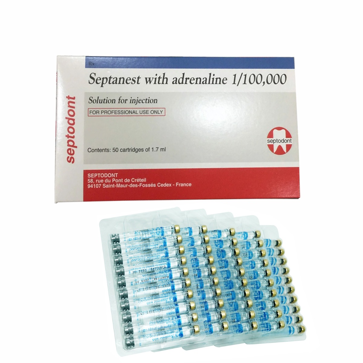Septodont Septanest 4% Articaine With 1:100,000 Epinephrine